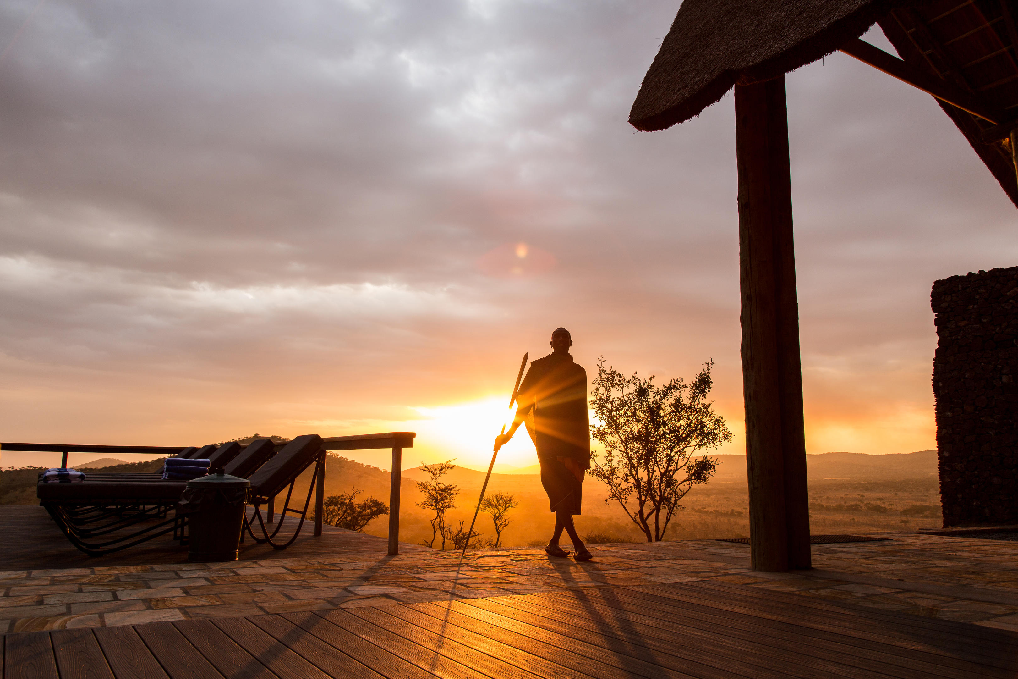 Tented lodge looking across the central Serengeti